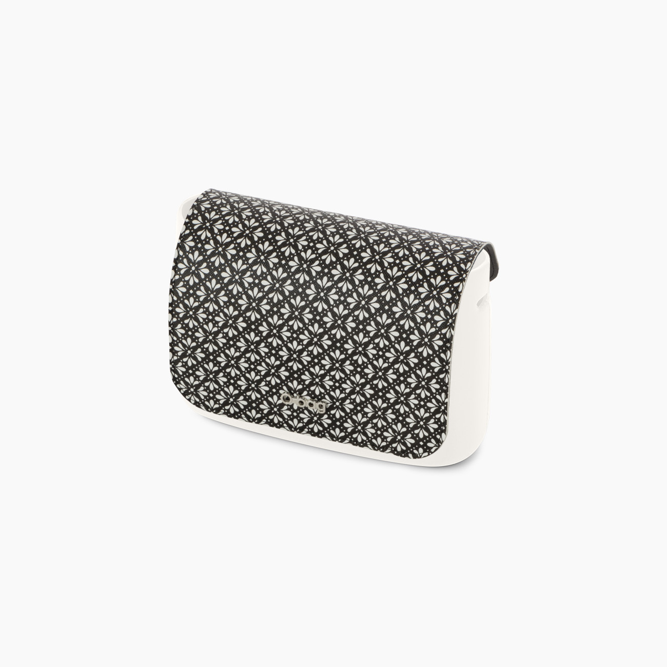 O Pocket Flap Lily Geometric Print Eco Leather – White/Black