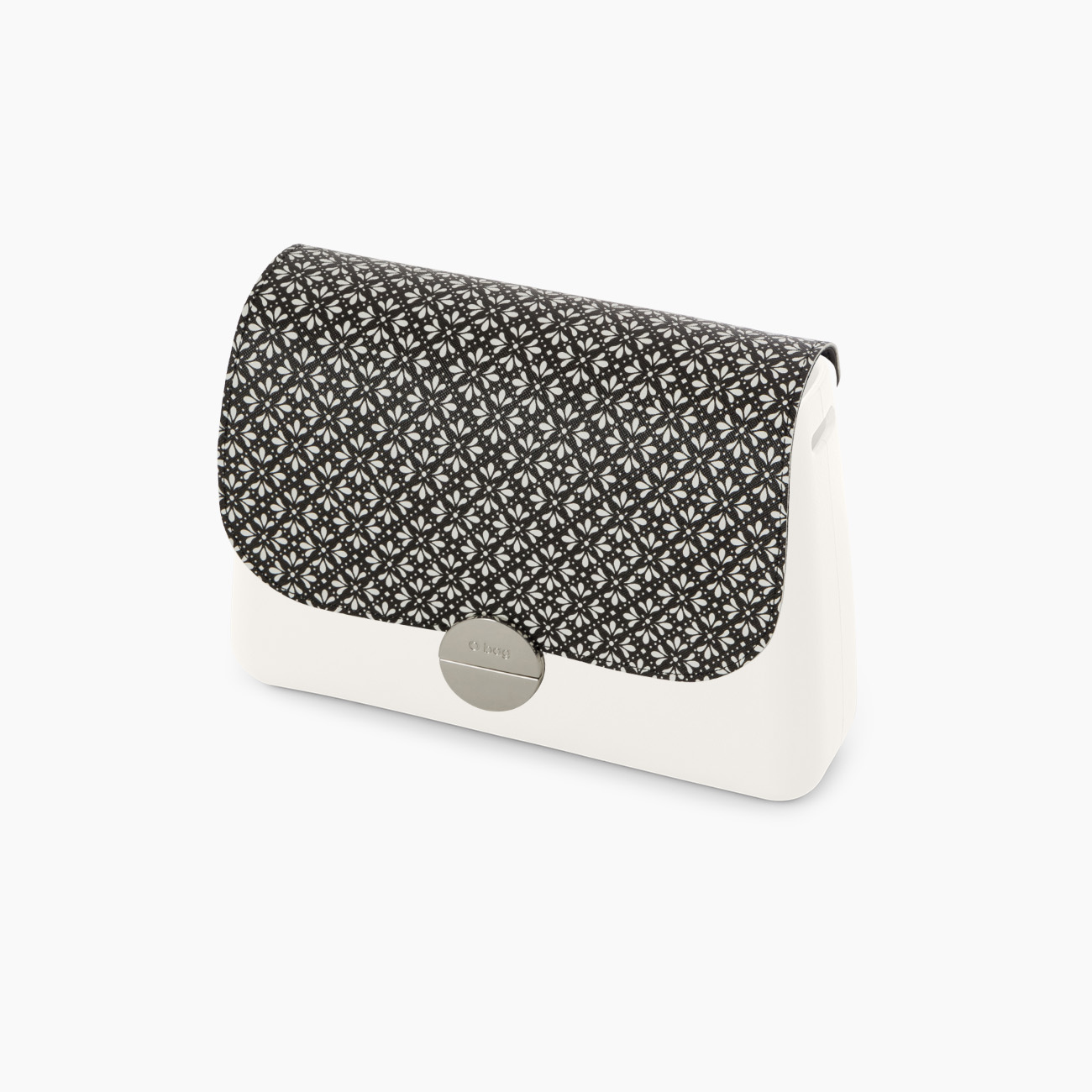 O Bag Glam Flap Lily Geometric Print Eco Leather – White/Black