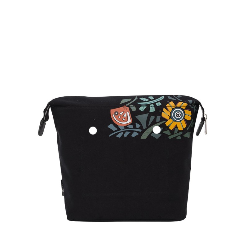 O Bag Mini Insert Zip Up Over Tangerine Print Fabric – Multicolour