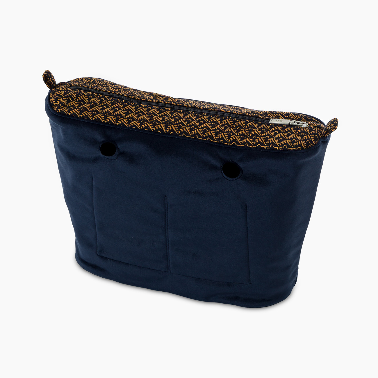 O Bag Insert Zip Up Switch Jaquard MicroFantasy Fabric – Navy Blue