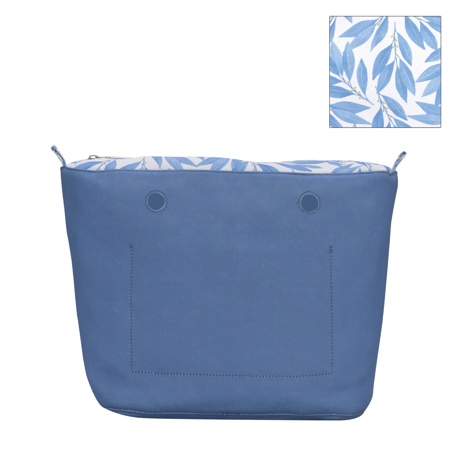 O Bag Insert Zip Up Switch Olive Tree Print Fabric – Cobalt
