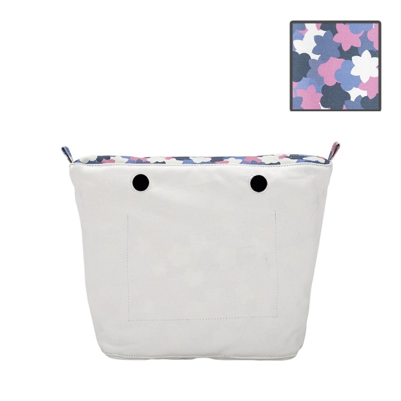O Bag Mini Insert Zip Up Switch Flower Camouflage Print Fabric – Cobalt