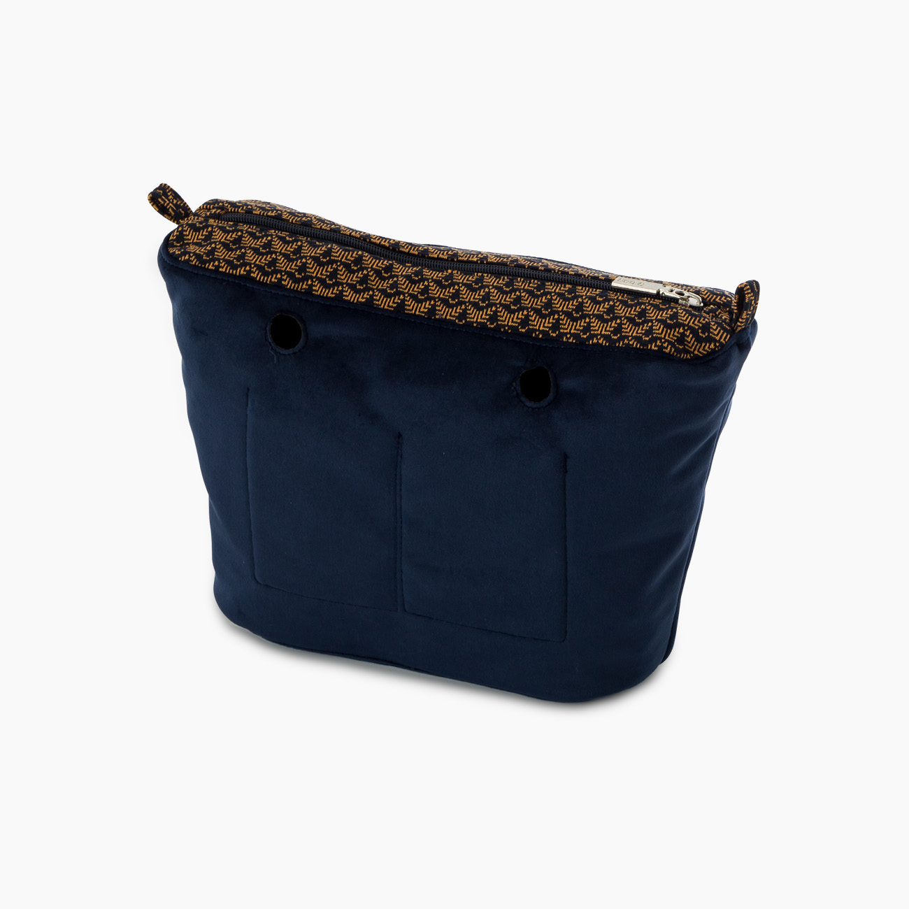 O Bag Mini Insert Zip Up Switch Jaquard MicroFantasy Fabric – Navy Blue