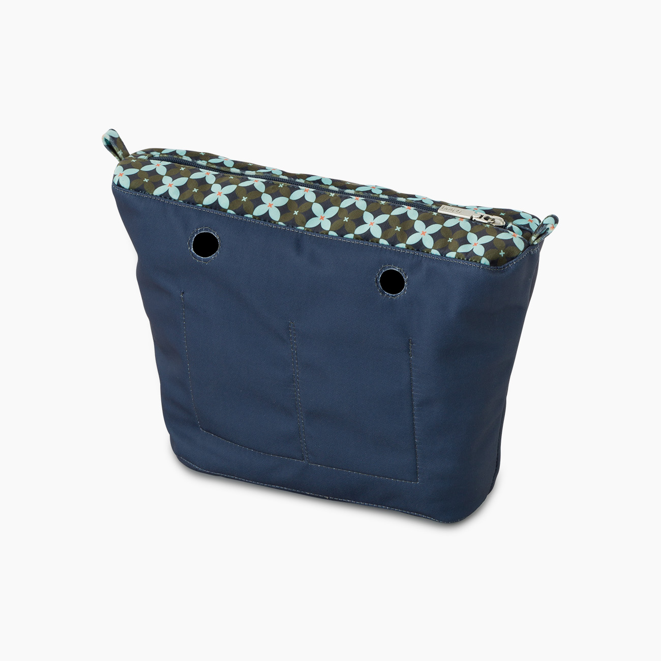 O Bag Mini Insert Zip Up Switch Flower Geometric Print Fabric – Military