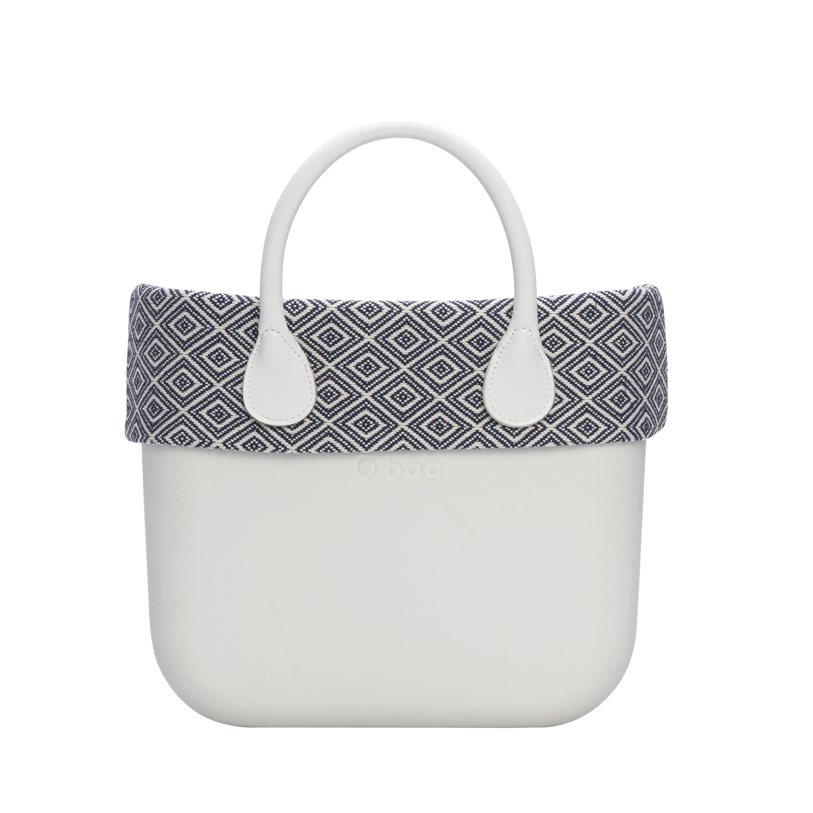 O Bag Mini Trim Geometric Jaquard Fabric – Navy Blue