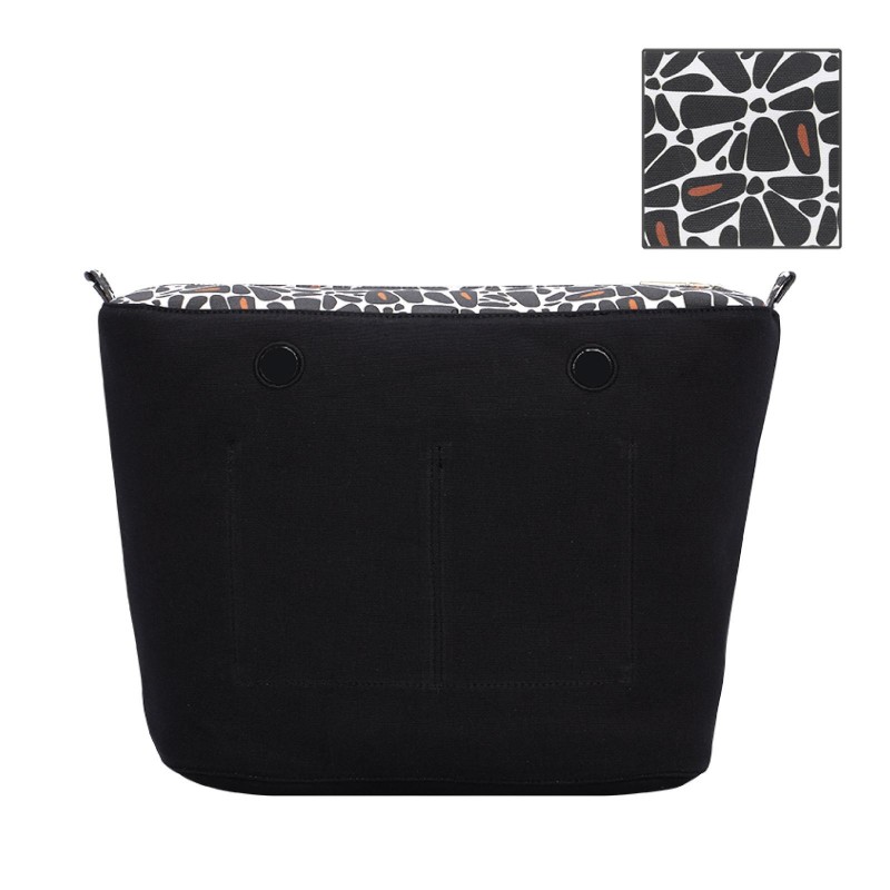 O Bag Insert Zip Up Switch Stones Print Fabric – Brick/Black