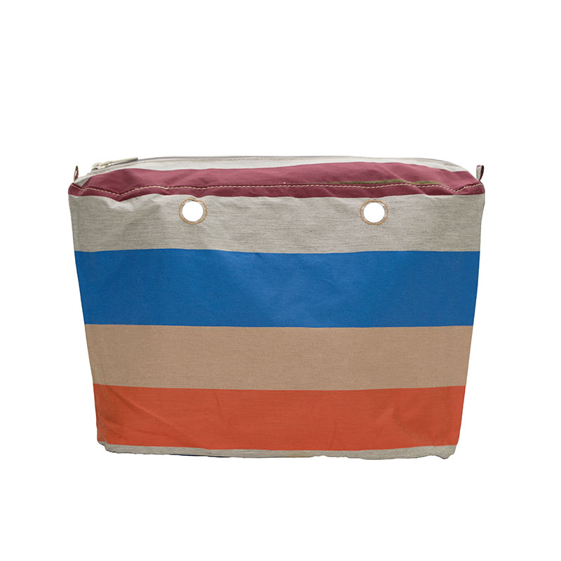 O Bag Insert Zip Up Striped Fabric