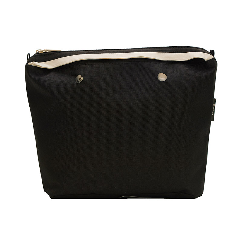 O Bag Insert Zip Up Nylon + Nastro Bicolour – Black