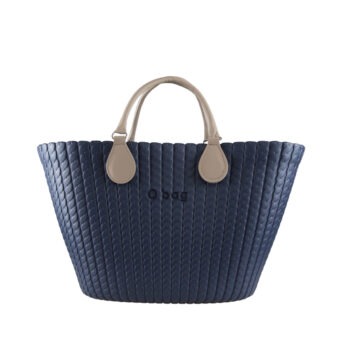 Complete Bag | O Bag Knit Navy Blue with Sand Short Handles