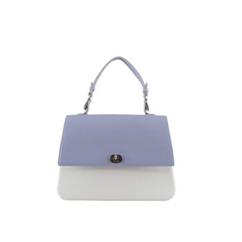 O Bag Queen Latte with Lily Grey Saffiano Flap & Lily Grey Short Handles