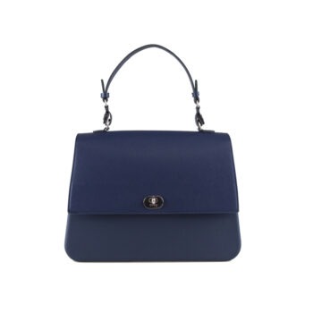 Complete Bag | O Bag Queen Navy Blue with Navy Blue Saffiano Flap & Navy Blue Short Handles
