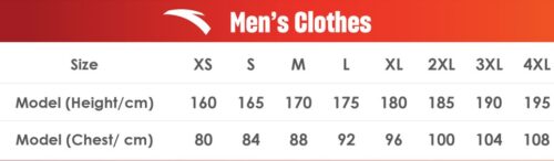 mens clothes size chart 500x146 - ANTA Men Cross-Training Knit Track Top