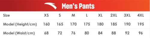 mens pants size chart
