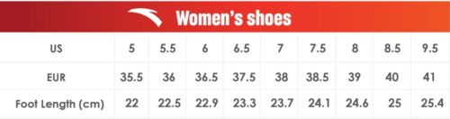 womens hsoes size chart 500x132 - ANTA Women Cross-Training Shoes