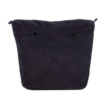 O Bag Insert Zip Up Cotton Corduroy Fabric Black