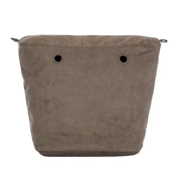 O Bag Insert Zip Up Cotton Corduroy Fabric Dove Grey