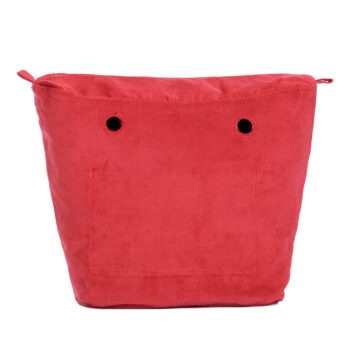 O Bag Insert Zip Up Cotton Corduroy Fabric Red