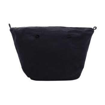 O Bag Knit Insert Zip Up Cotton Corduroy Fabric Black