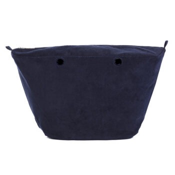 O Bag Knit Insert Zip Up Cotton Corduroy Fabric Navy Blue