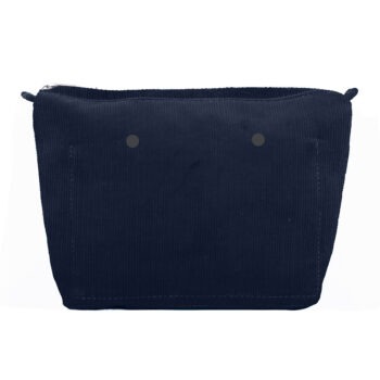 O Bag Urban Insert Zip Up Cotton Corduroy Fabric Navy Blue