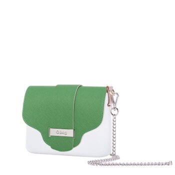 O Pocket Flap with Band Pierced Saffiano Eco Leather English Green