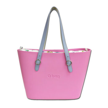 Complete Bag | O Bag Urban Pink with Latte Japan Print Insert & Lily Grey Linear Long Handles