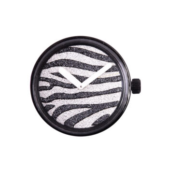 O Clock Dial Glitter Animalux Black Zebra Stripes OCLKD001MES101500000